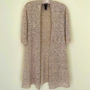 Eileen Fisher Women’s Cardigan Open Front Short Sleeves Color Cream Oatmeal